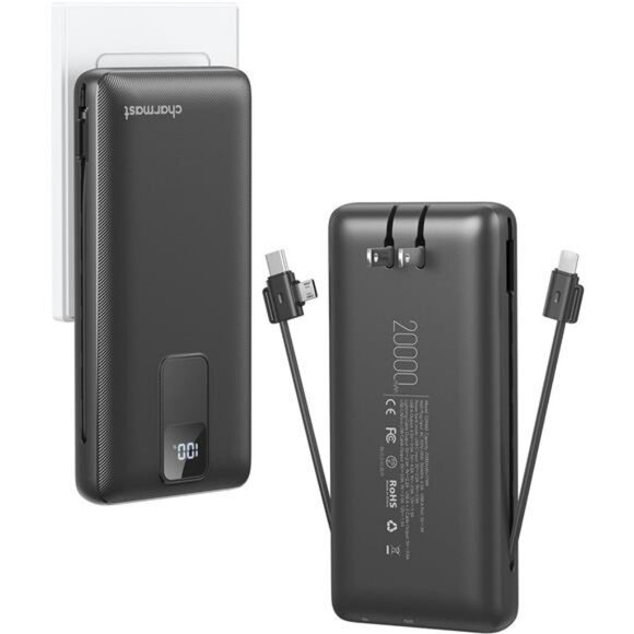 Portable charger 20000mAh power bank with cables wall plug fast charging - Picture 1 of 7